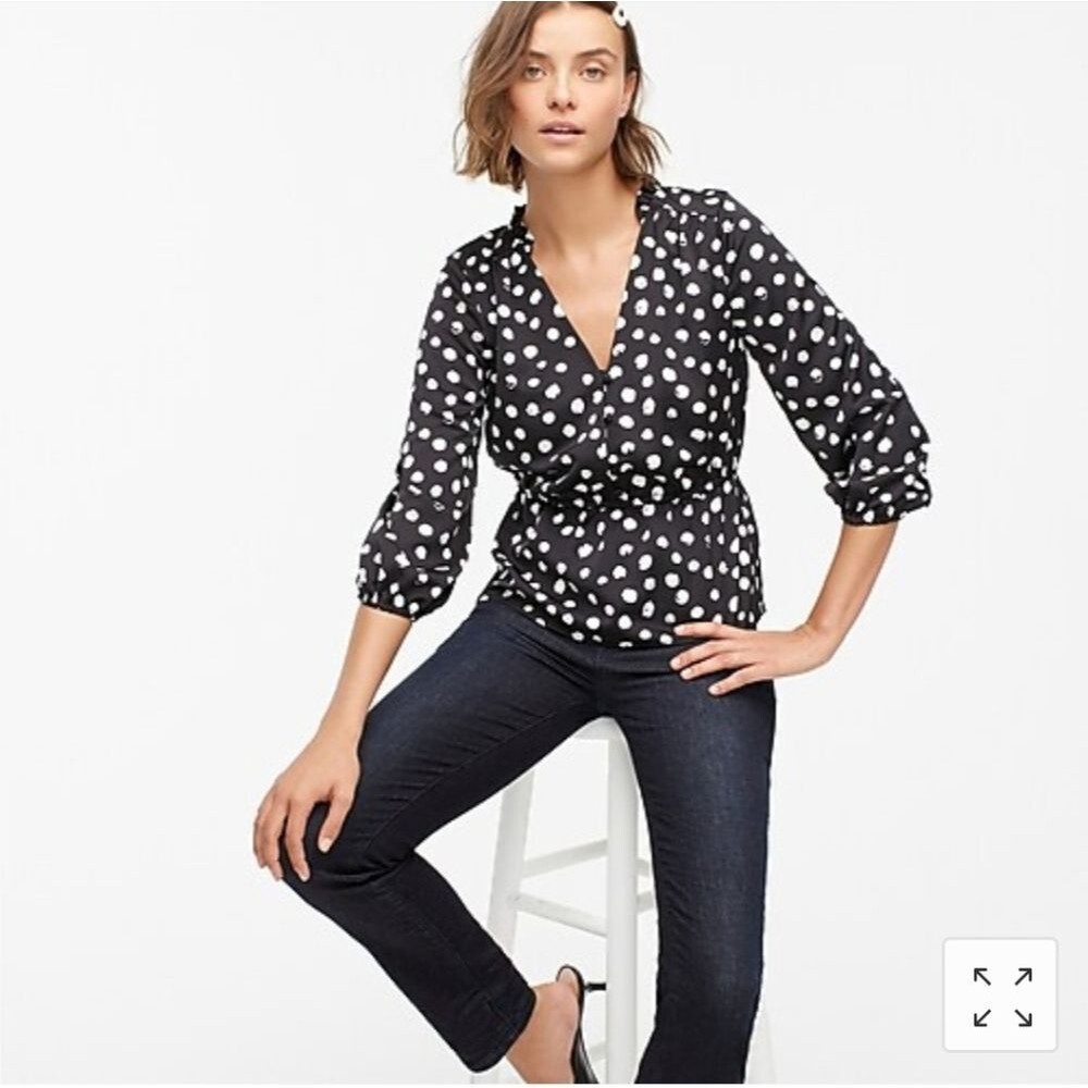 NWT J. Crew Peplum Blouse Satin Backed Crepe